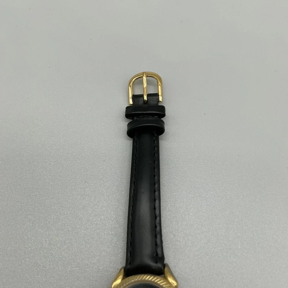 Vintage Timex Indiglo Womens Watch 25mm Black Dial Gold Tone Date New Battery
